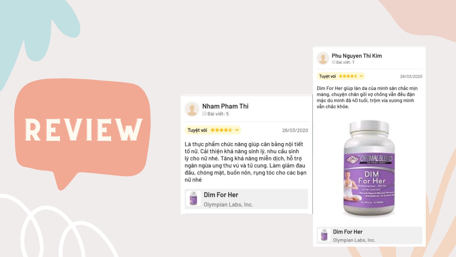 Một số review về DIM For Her tr&ecirc;n c&aacute;c diễn đ&agrave;n về chăm s&oacute;c sắc đẹp