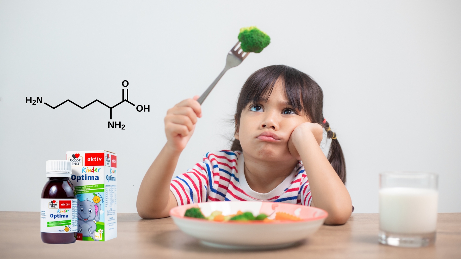 L-Lysine trong Kinder Optima hỗ trợ tốt cho cho trẻ biếng ăn