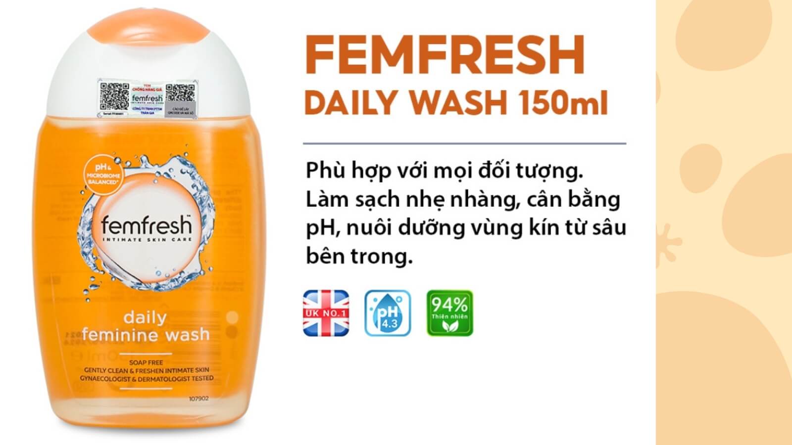 Femfresh Daily Intimate Wash mang lại cho chị em sự thoải m&aacute;i suốt cả ng&agrave;y