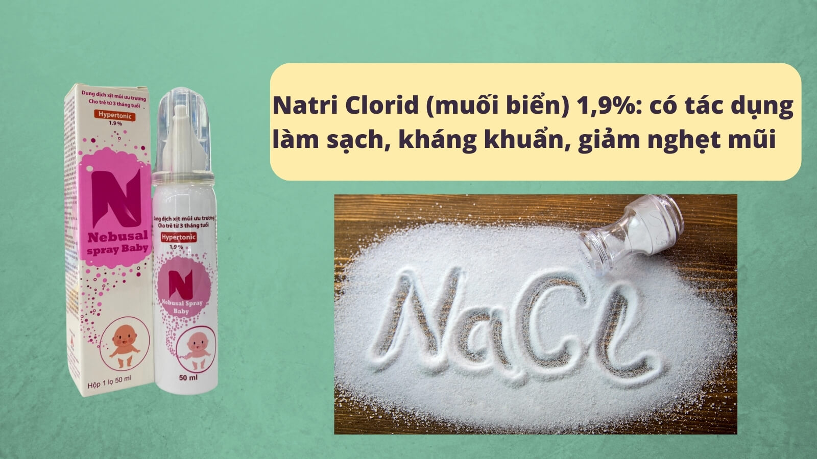 Th&agrave;nh phần trong Xịt mũi ưu trương Nebusal Spray 1,9%