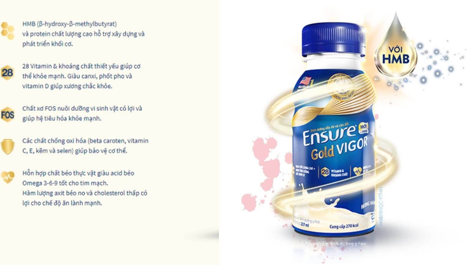 Sữa nước Ensure gold chứa th&agrave;nh phần gi&agrave;u canxi , vitamin v&agrave; 28 loại kho&aacute;ng chất.