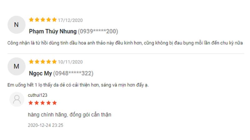 Phản hồi của kh&aacute;ch h&agrave;ng đ&atilde; sử dụng sản phẩm