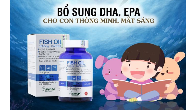 Dầu c&aacute; hồi Fish Oil 1000mg gi&uacute;p b&eacute; th&ocirc;ng minh, mắt s&aacute;ng tinh anh