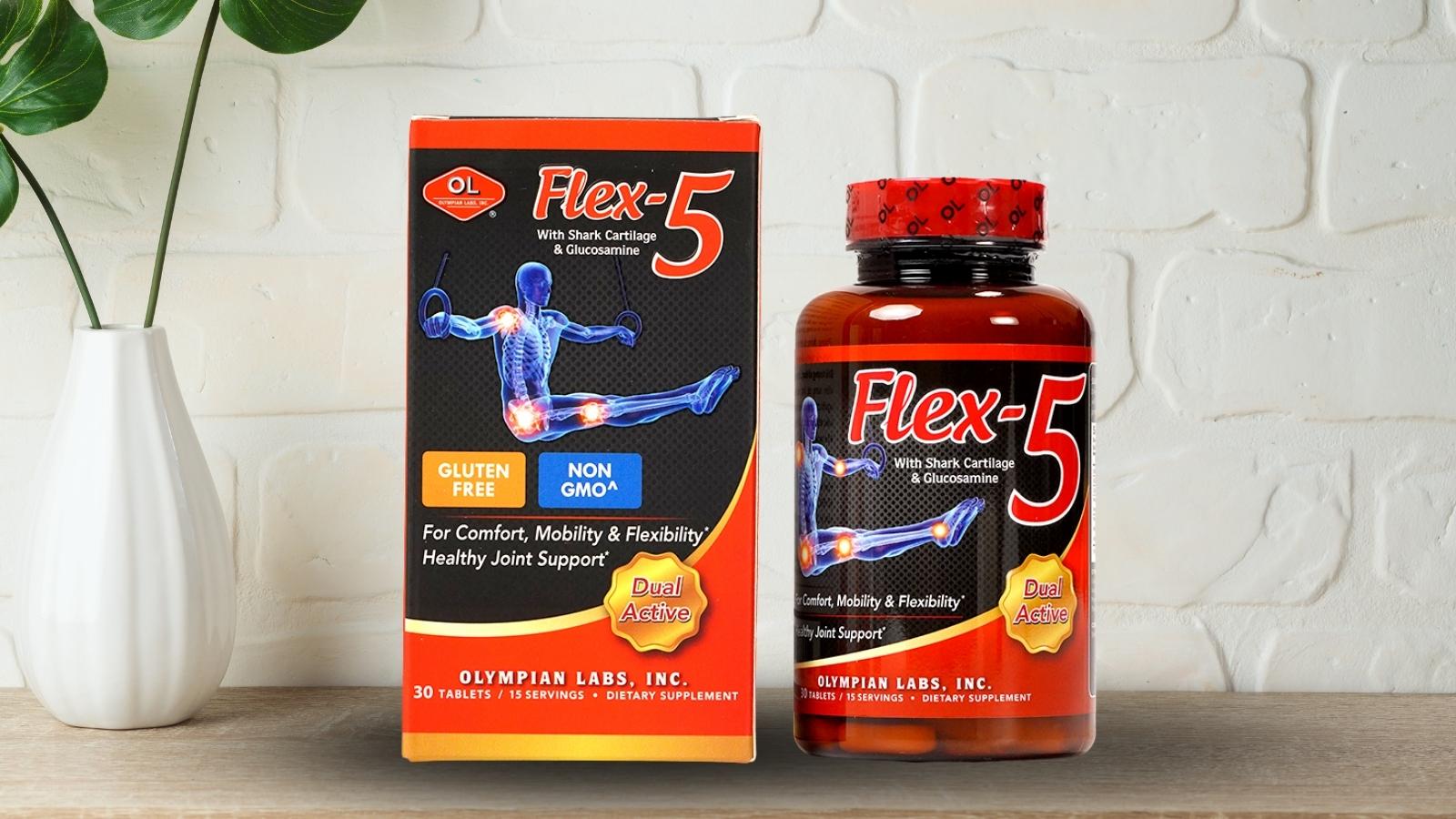 Flex - 5 l&agrave; thực phẩm chức năng hỗ trợ chống vi&ecirc;m, giảm đau, t&aacute;i tạo sụn khớp