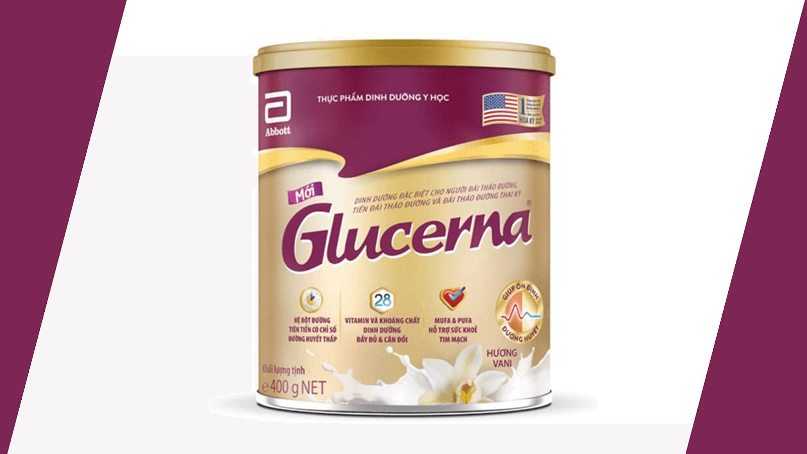 Glucerna dạng bột hương vani 400g d&agrave;nh cho người tiểu đường