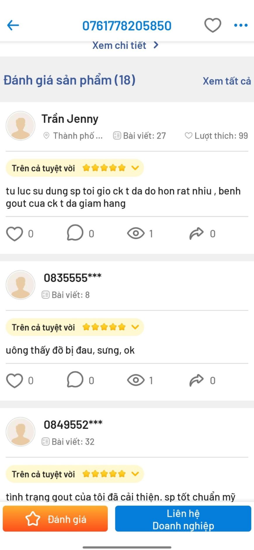 Kh&aacute;ch h&agrave;ng phản hồi về Gout Aid
