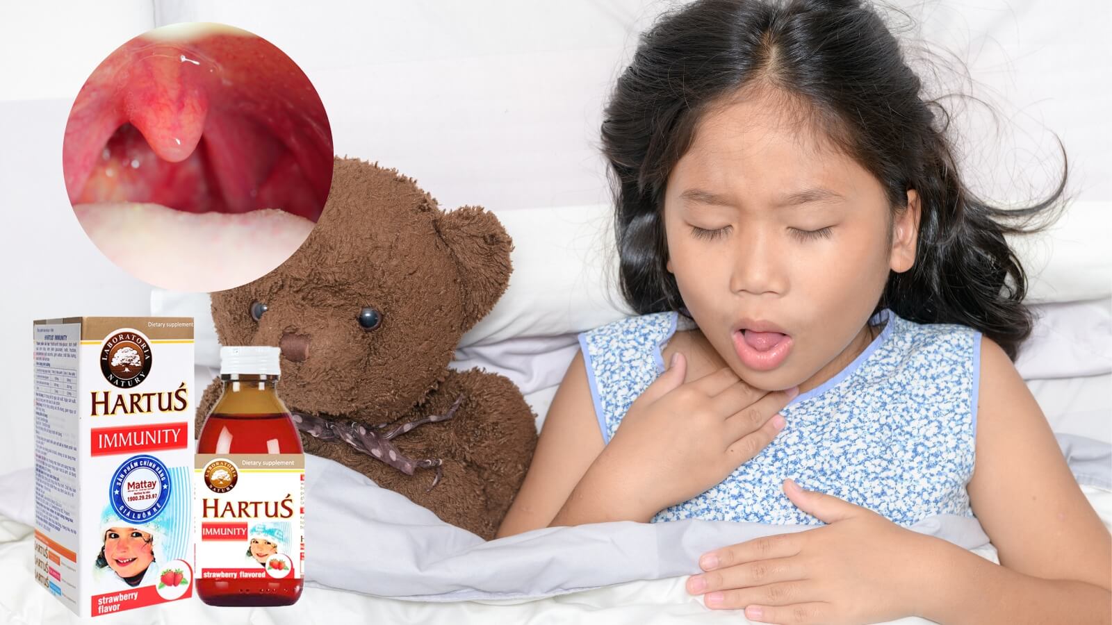 Hartus Immunity  hỗ trợ ngăn ngừa vi khuẩn tấn c&ocirc;ng g&acirc;y n&ecirc;n cảm c&uacute;m v&agrave; vi&ecirc;m họng ở trẻ.