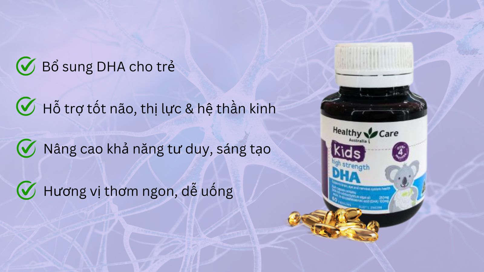 Vi&ecirc;n uống Kids High Strength DHA hỗ trợ sự ph&aacute;t triển tr&iacute; n&atilde;o