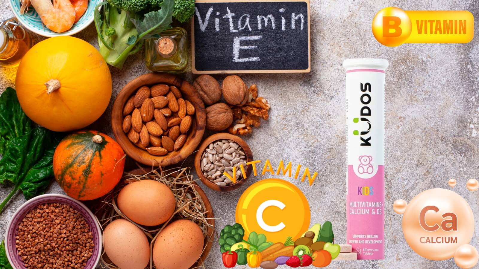 Kudos Kids chứa nhiều th&agrave;nh phần vitamin v&agrave; kho&aacute;ng chất