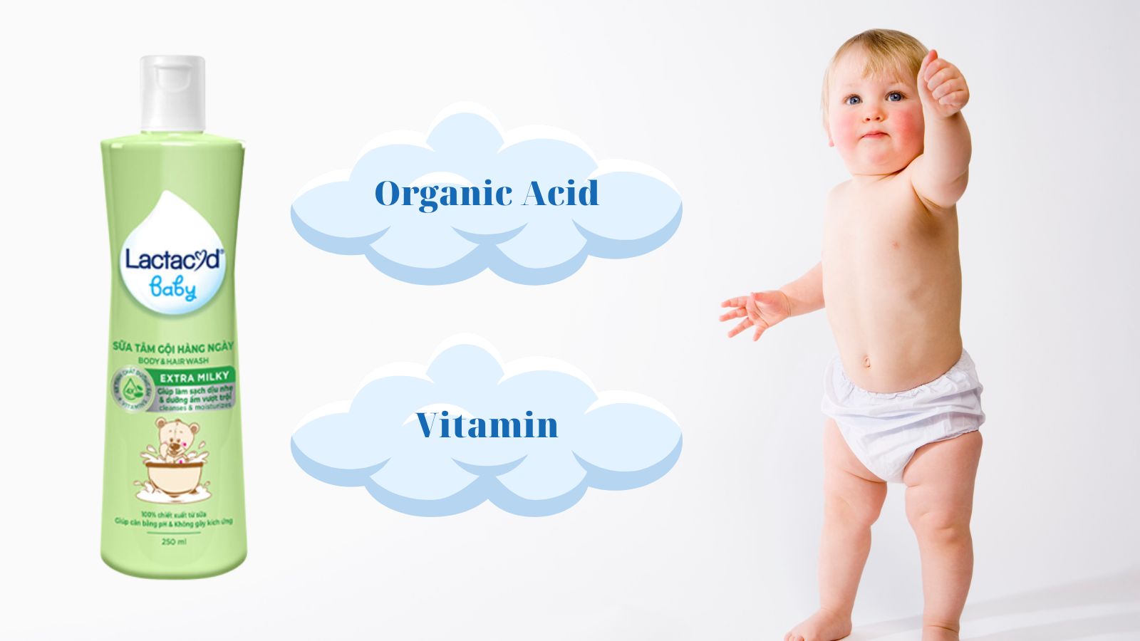Th&agrave;nh phần ch&iacute;nh của Lactacyd Baby Extra Milky 250ml