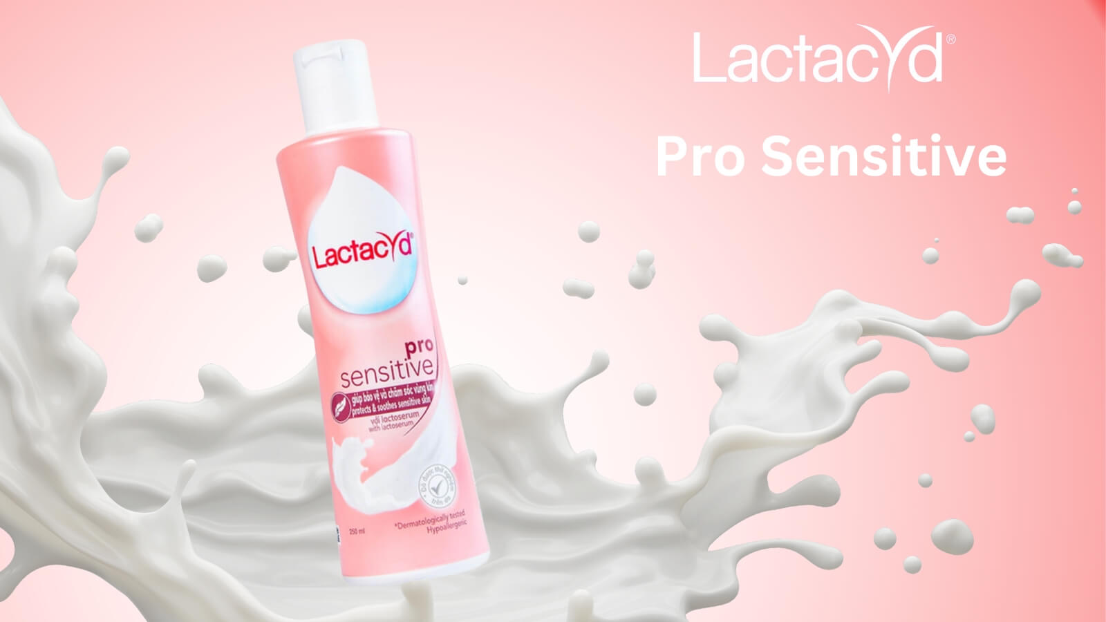 Lactacyd Pro Sensitive gi&uacute;p bảo vệ dịu nhẹ cho l&agrave;n da nhạy cảm