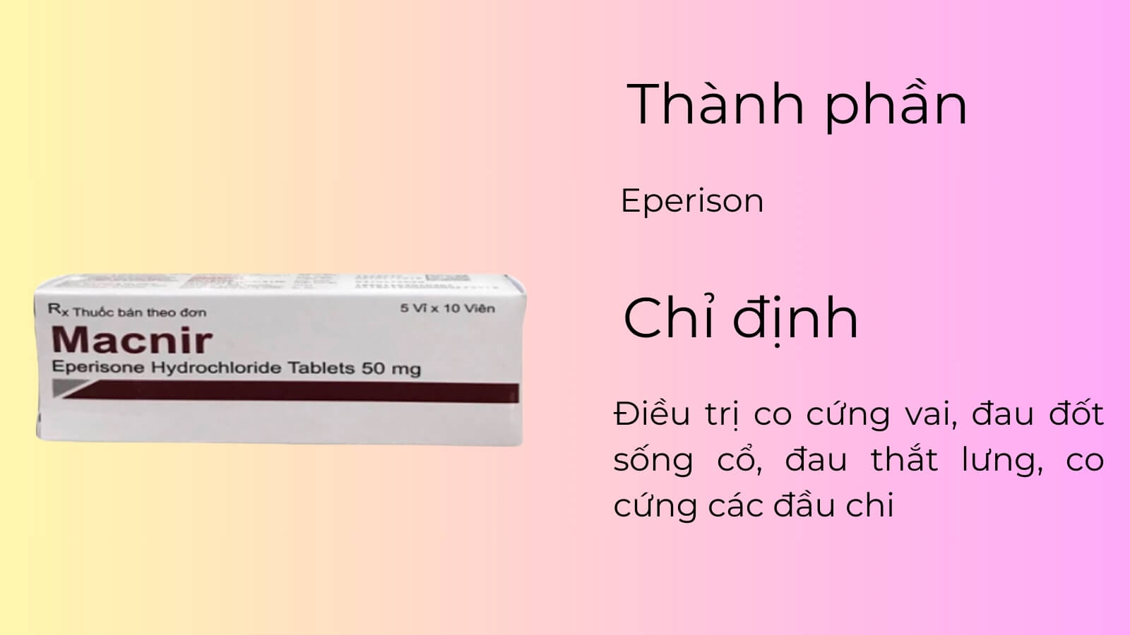 Th&agrave;nh phần v&agrave; c&ocirc;ng dụng của Macnir 50