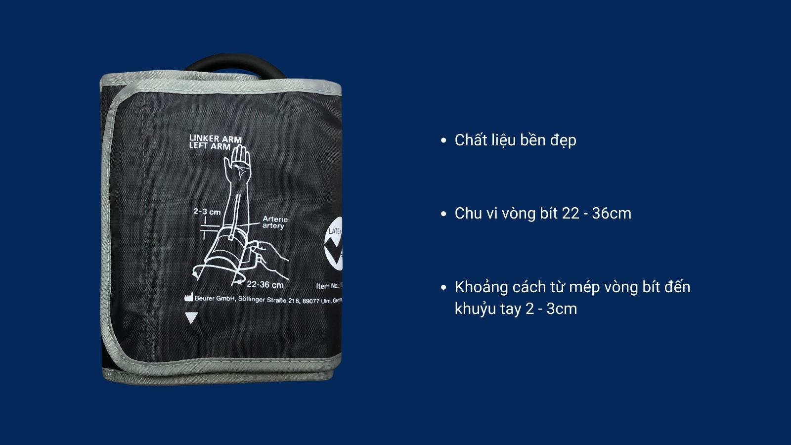 Vòng bít phù hợp với người có chu vi bắp tay từ 22cm trở lên