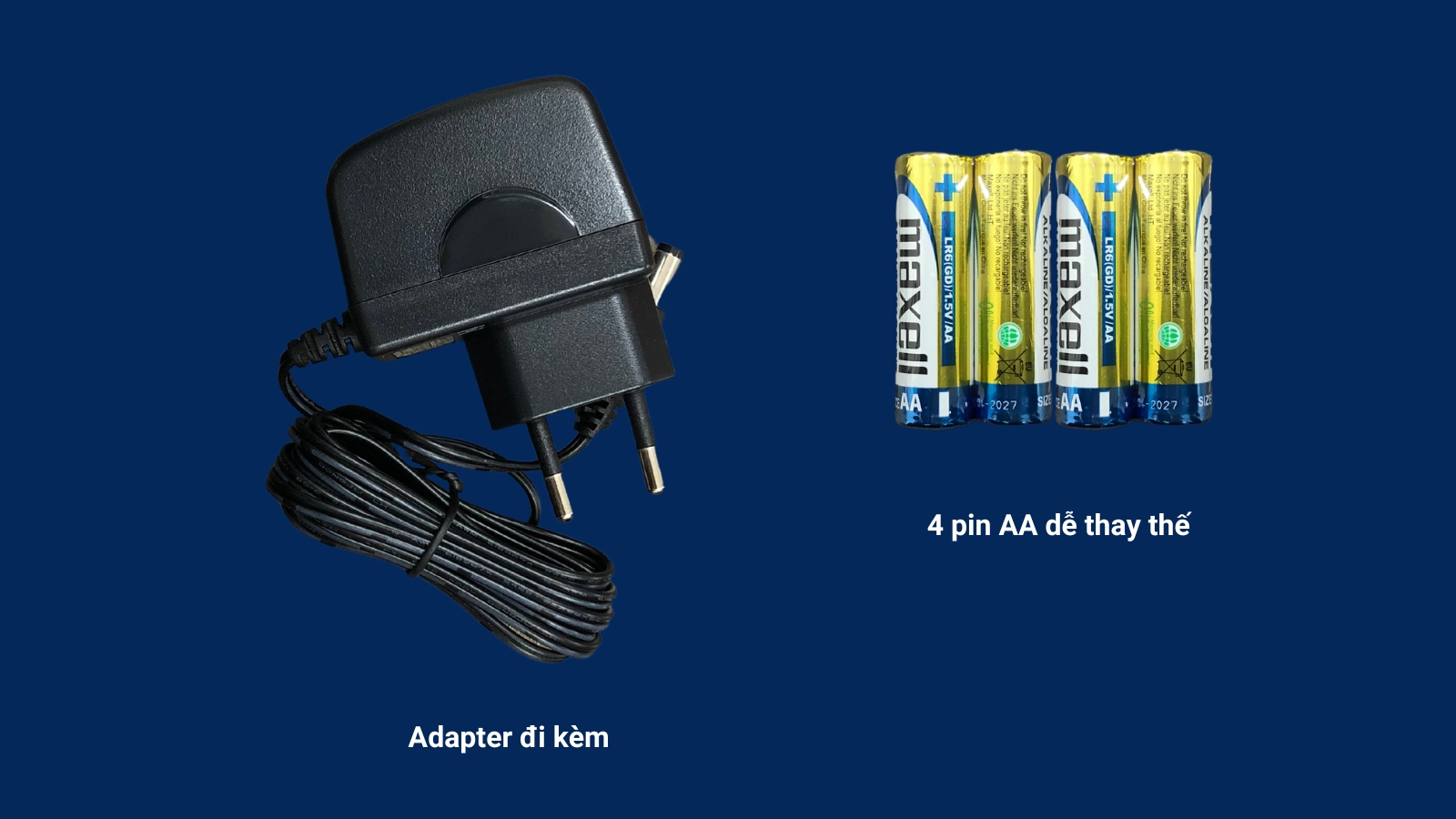 M&aacute;y đo huyết &aacute;p Microlife B3 Basic hoạt động nhờ 4 pin AA hoặc bộ đổi nguồn Adapter
