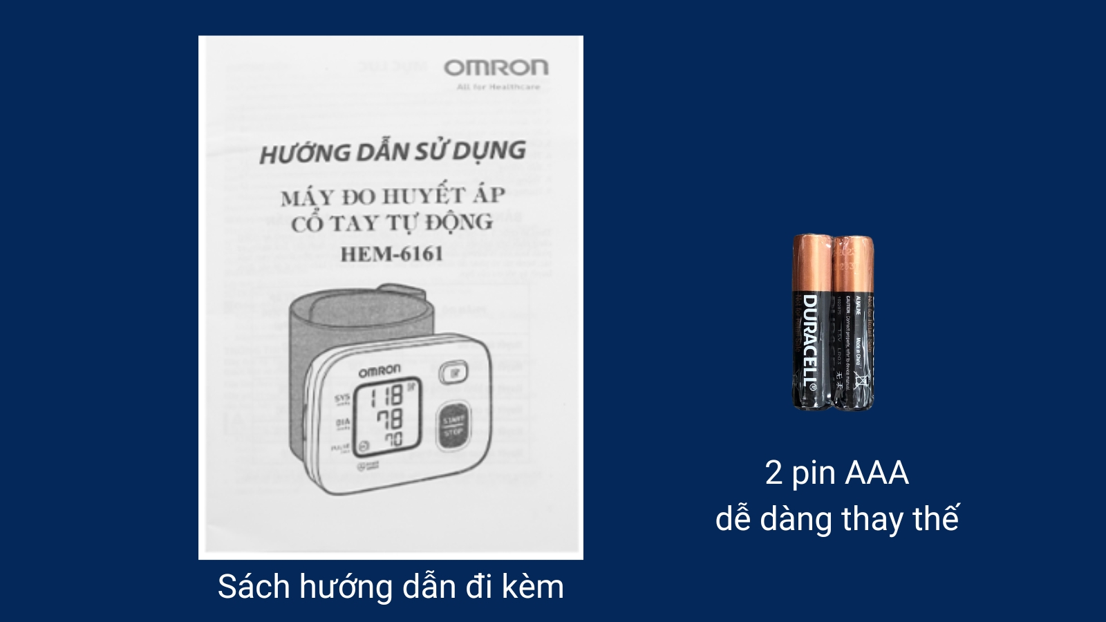 Bộ sản phẩm c&ograve;n c&oacute; s&aacute;ch hướng dẫn sử dụng bằng Tiếng Việt v&agrave; 2 pin AAA