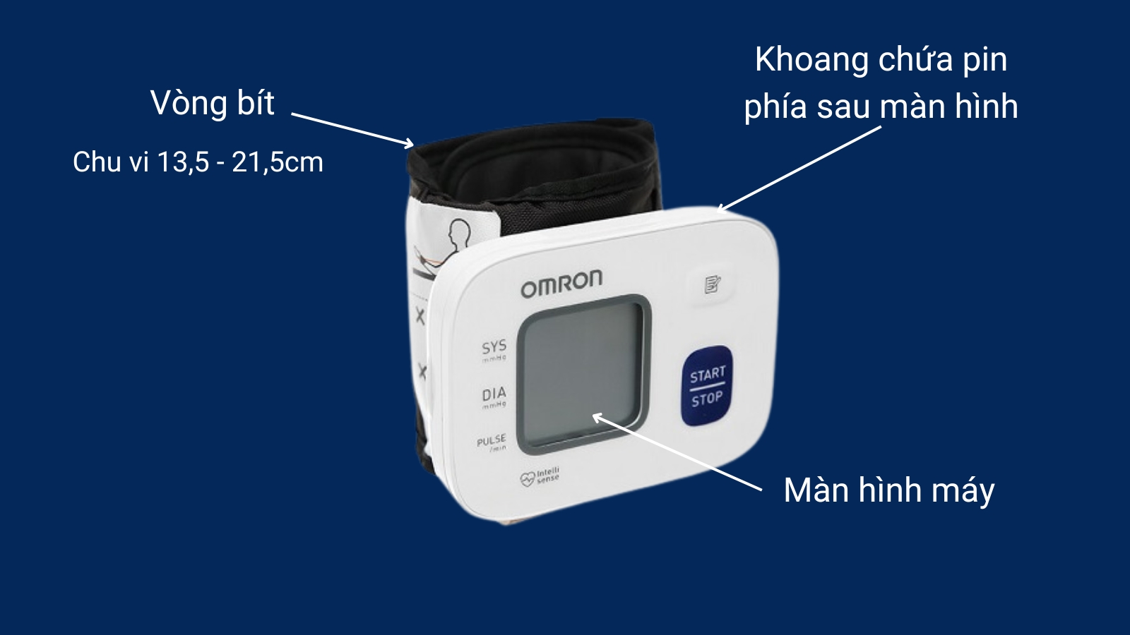 Cấu tạo m&aacute;y đo huyết &aacute;p cổ tay Omron Hem 6161