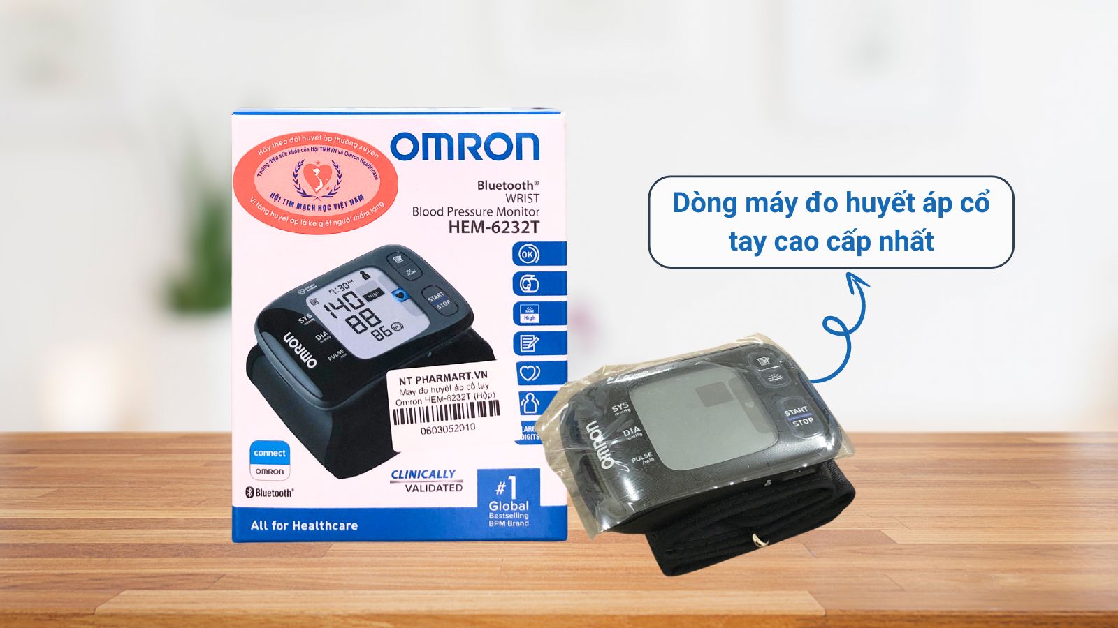 M&aacute;y đo huyết &aacute;p cổ tay Omron HEM 6232T c&oacute; thiết kế nhỏ gọn, hiện đại
