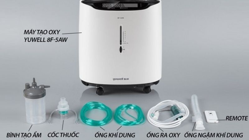 C&aacute;c bộ phận đi k&egrave;m m&aacute;y tạo oxy 5 l&iacute;t Yuwell 8F-5AW