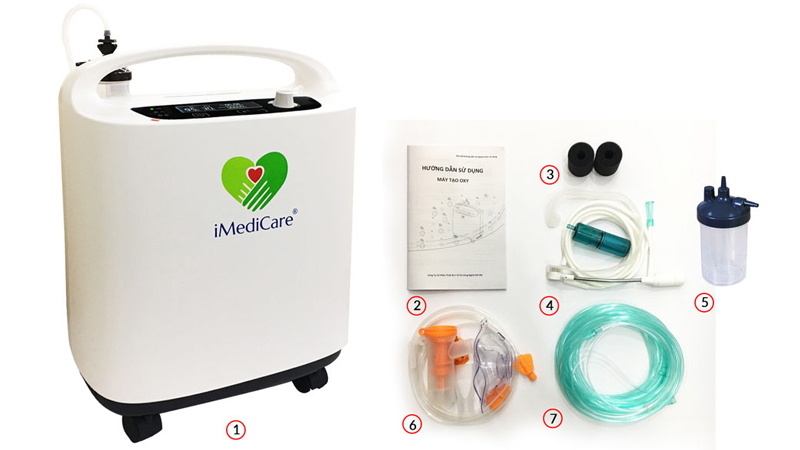 Phụ kiện đi k&egrave;m m&aacute;y tạo oxy iMediCare OC-5LS 5 l&iacute;t