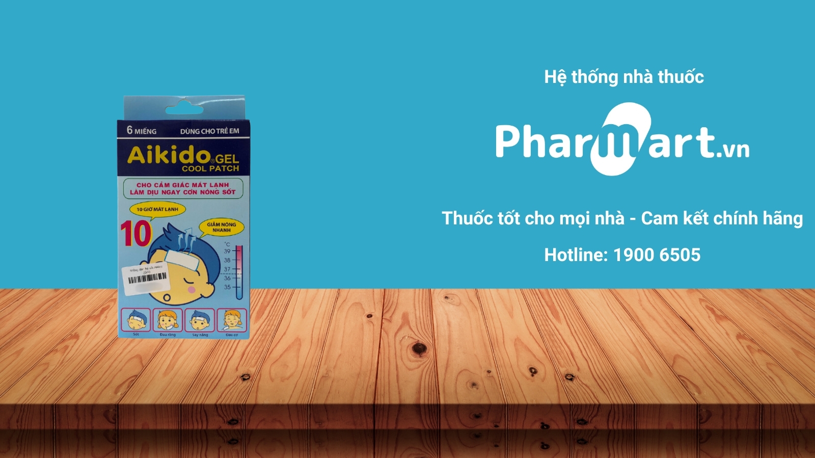 Miếng d&aacute;n Aikido - Hỗ trợ hạ sốt, chườm m&aacute;t tại nơi d&aacute;n