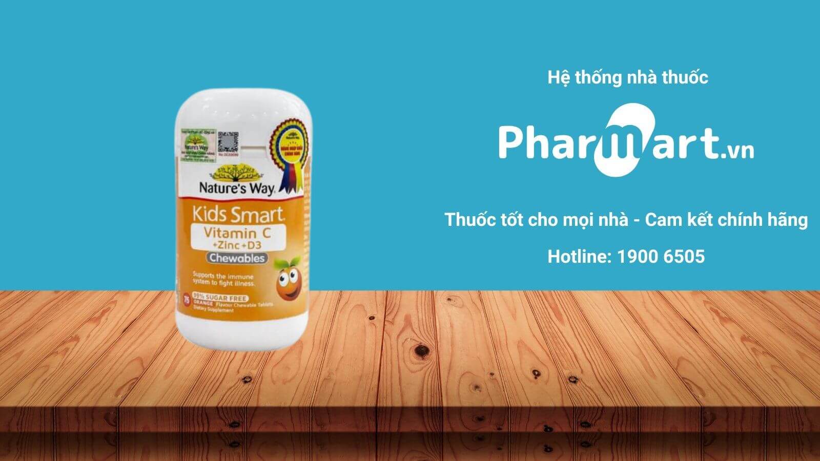 Nature&rsquo;s Way Kids Smart Vitamin C + Zinc + D3 Chewable ch&iacute;nh h&atilde;ng