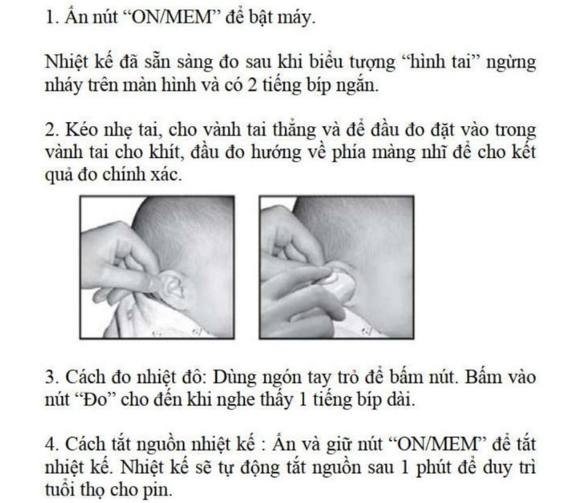 C&aacute;ch đo bằng Nhiệt kế đo tai Omron TH-839S