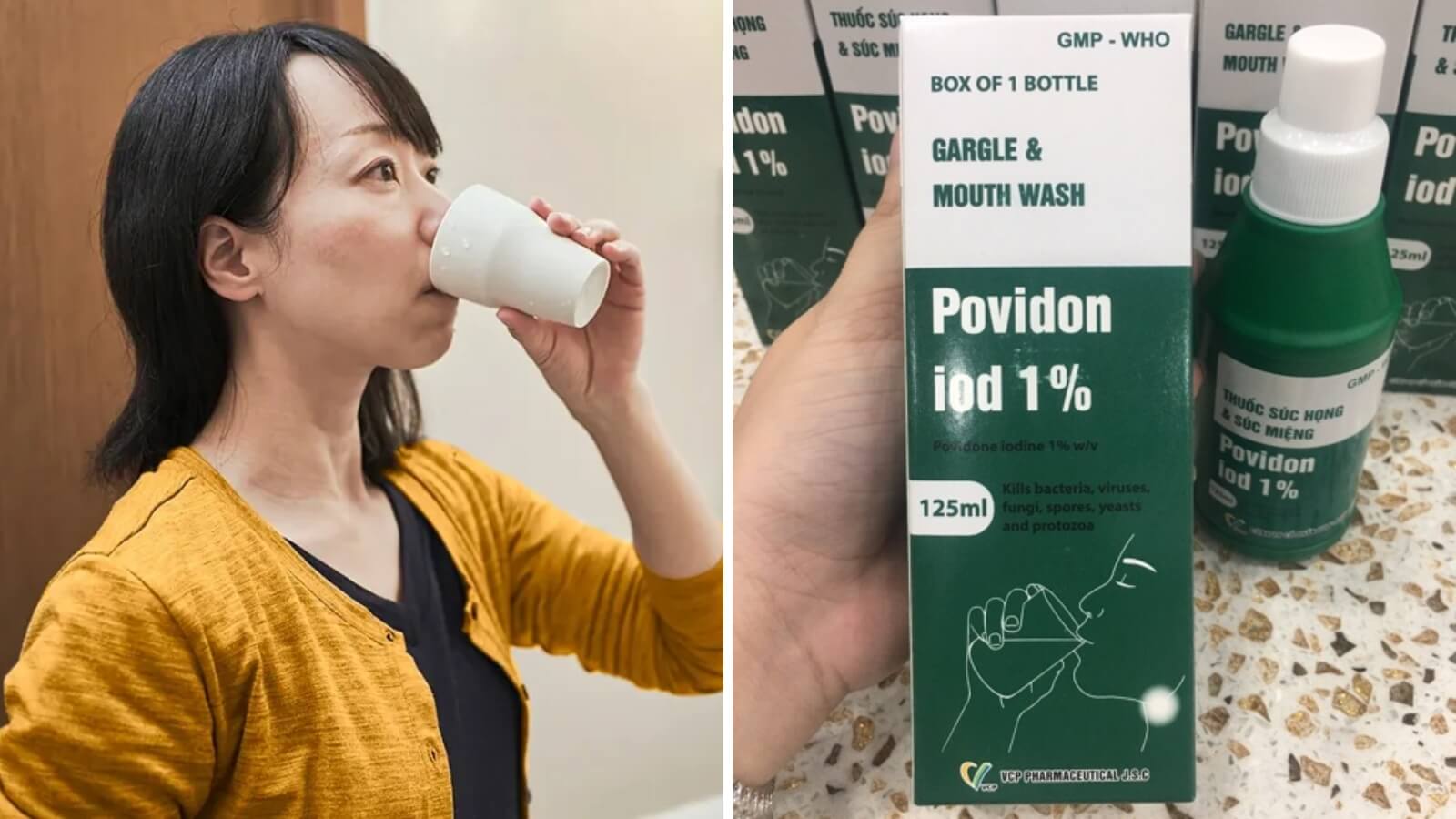 Thuốc Providon s&uacute;c họng chứa th&agrave;nh phần Providone iot 1% c&oacute; c&ocirc;ng dụng s&aacute;t tr&ugrave;ng hiệu quả