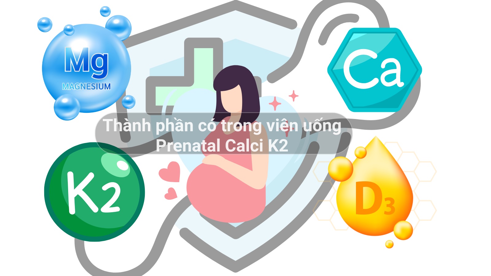 C&aacute;c hoạt chất dinh dưỡng cho xương khớp của mẹ bầu trong vi&ecirc;n uống Prenatal Calci K2