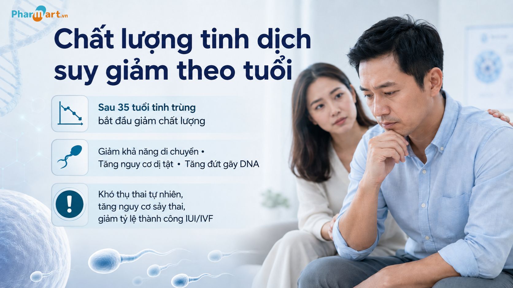 Sau 35 tuổi, chất lượng tinh tr&ugrave;ng nam giới bắt đầu suy giảm