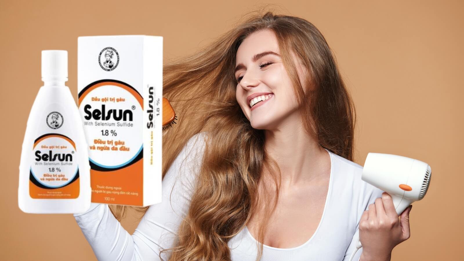 Selsun 1,8% giảm g&agrave;u, giảm ngứa mang lại m&aacute;i t&oacute;c &oacute;ng ả, mềm mại