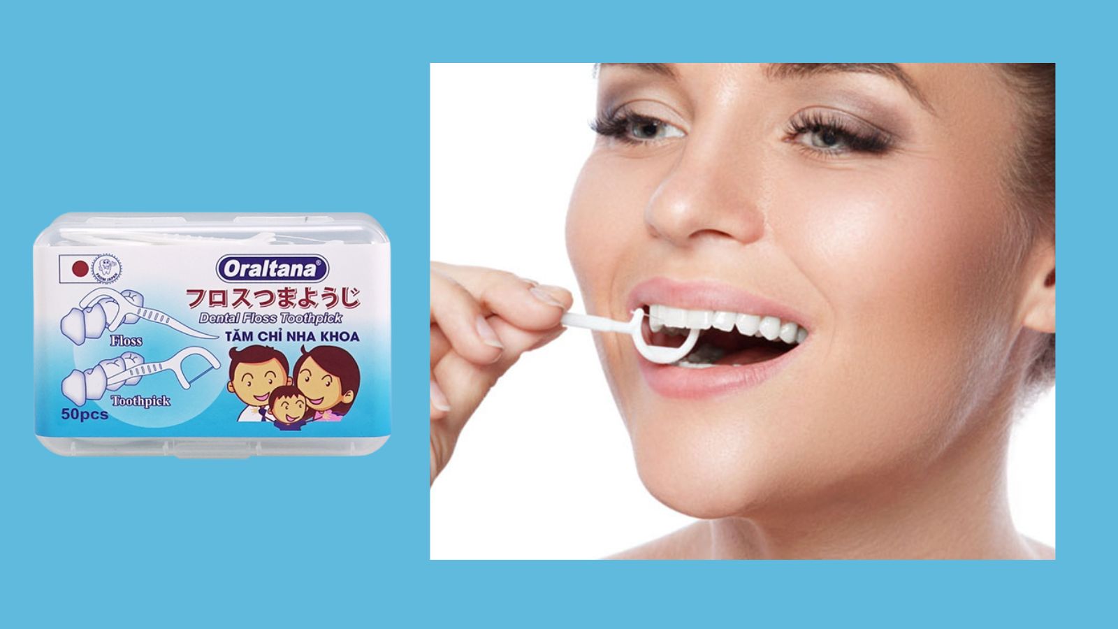 Tăm chỉ nha khoa Oraltana Hộp 50 c&aacute;i - Hỗ trợ l&agrave;m vệ sinh răng miệng