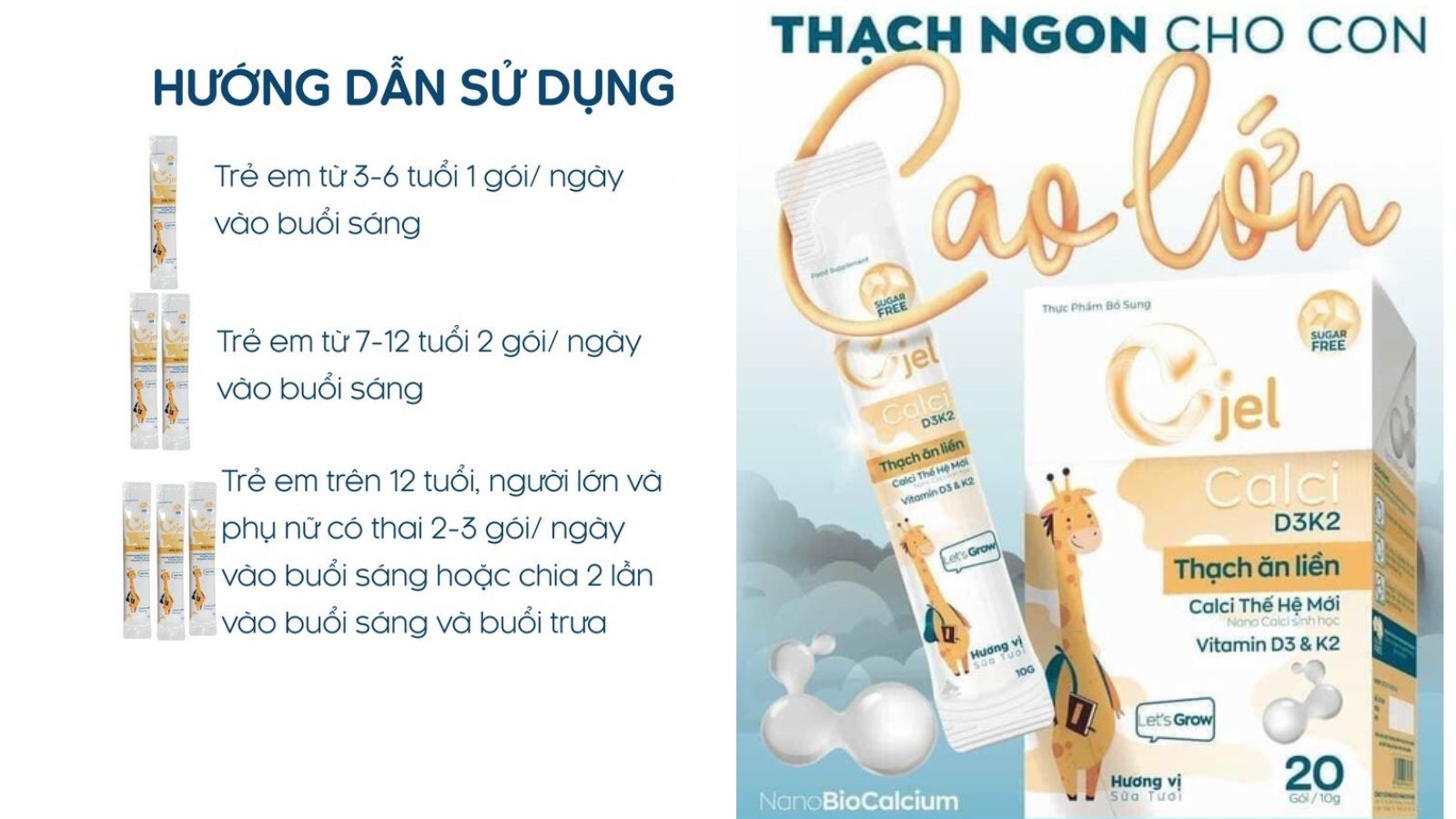 Thạch canxi Cjel bổ sung canxi hỗ trợ gi&uacute;p b&eacute; cao lớn v&agrave; n&acirc;ng cao sức khỏe