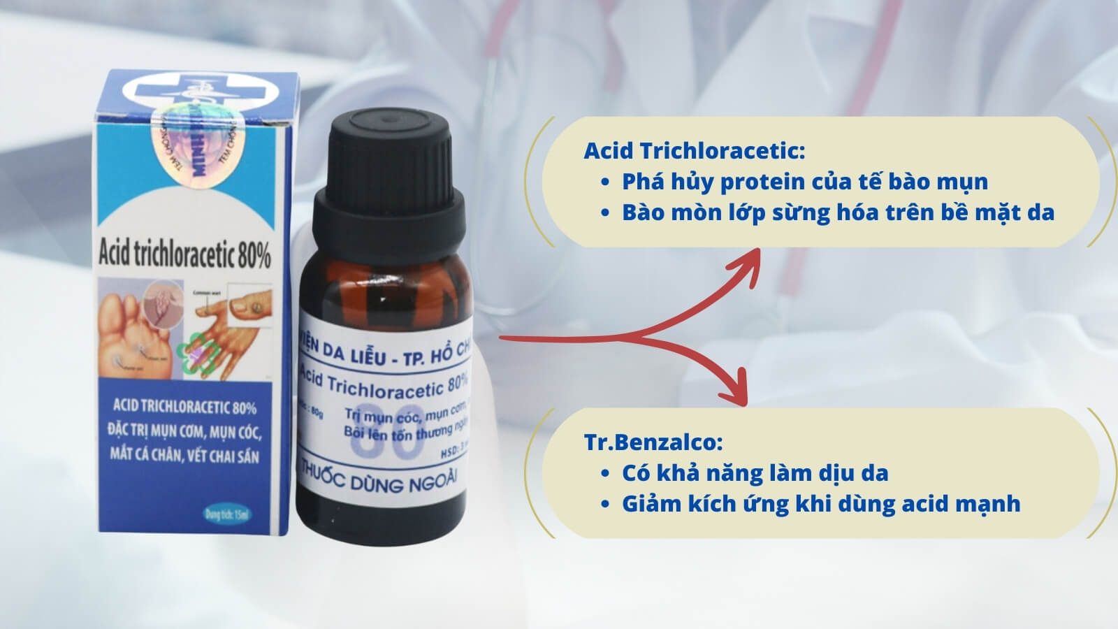 Thuốc Acid Trichloracetic 80% trị mụn c&oacute;c, mụn thịt hiệu quả