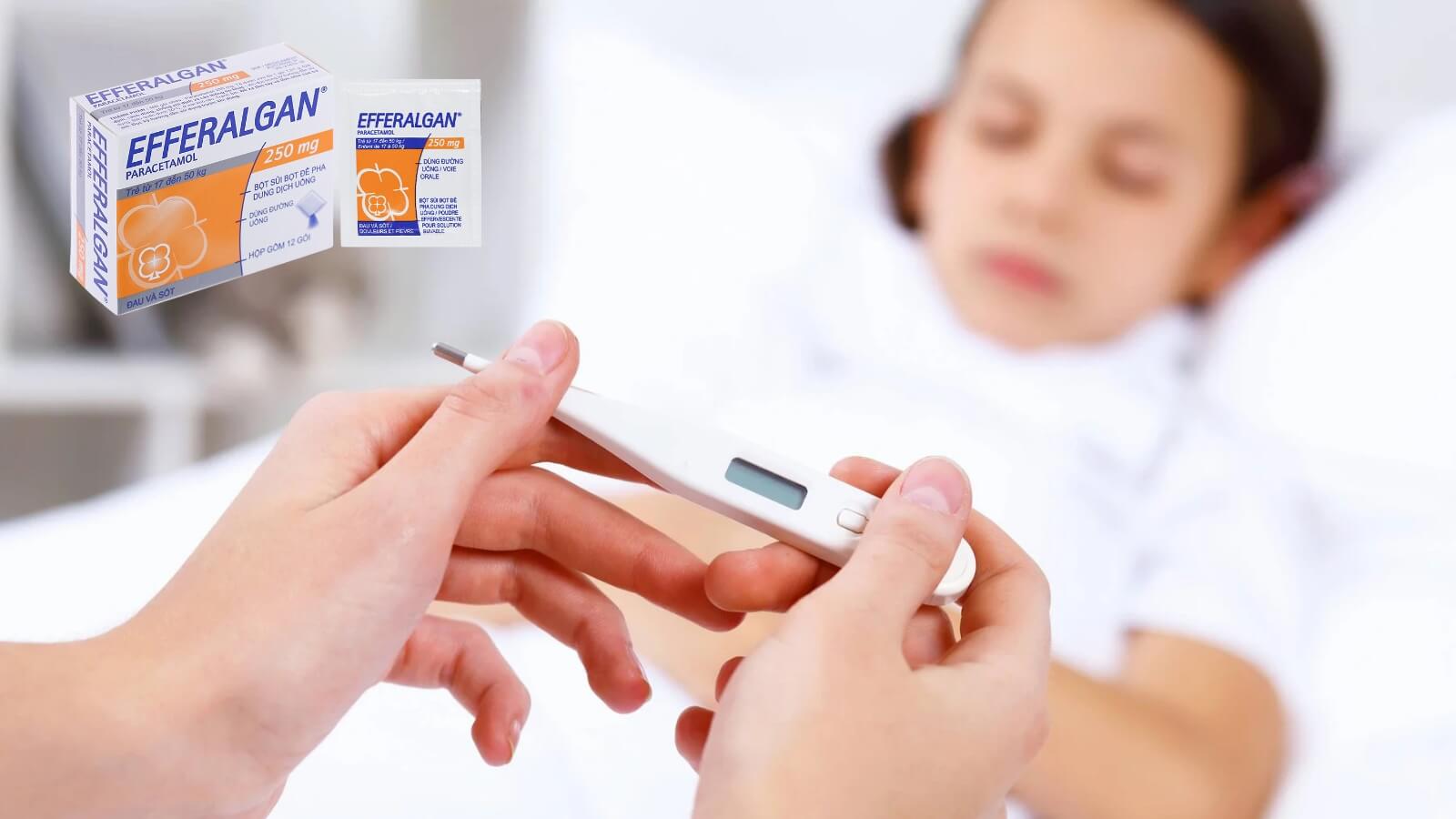 Efferalgan 250mg g&oacute;i với th&agrave;nh phần ch&iacute;nh l&agrave; paracetamol gi&uacute;p hạ sốt hiệu quả