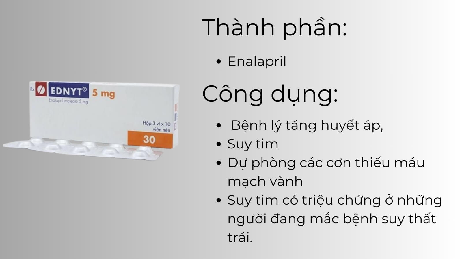Th&agrave;nh phần v&agrave; c&ocirc;ng dụng của Ednyt 5mg