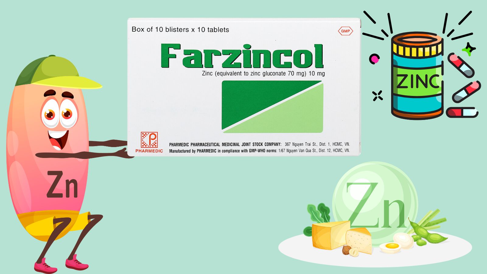 Farzincol bổ sung đầy đủ kho&aacute;ng chất kẽm cho cơ thể