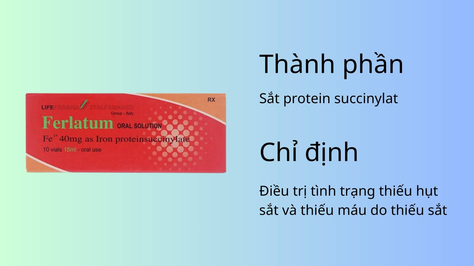 Th&agrave;nh phần v&agrave; c&ocirc;ng dụng của thuốc Ferlatum