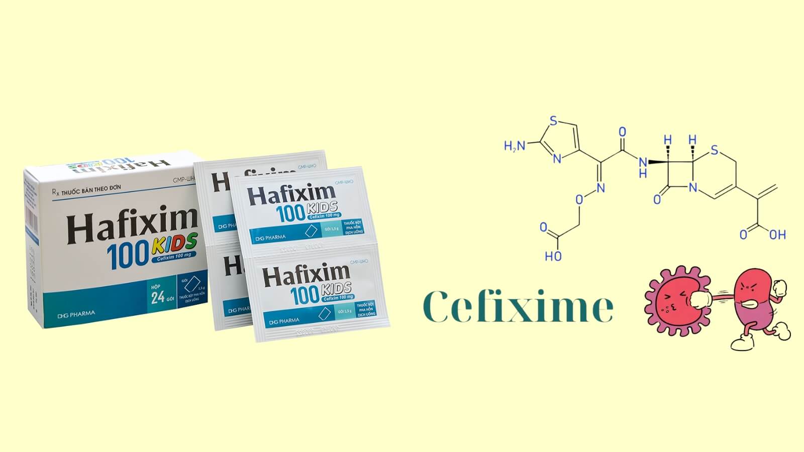 Th&agrave;nh phần Cefixime  c&oacute; trong Thuốc Hafixim 100 Kids 