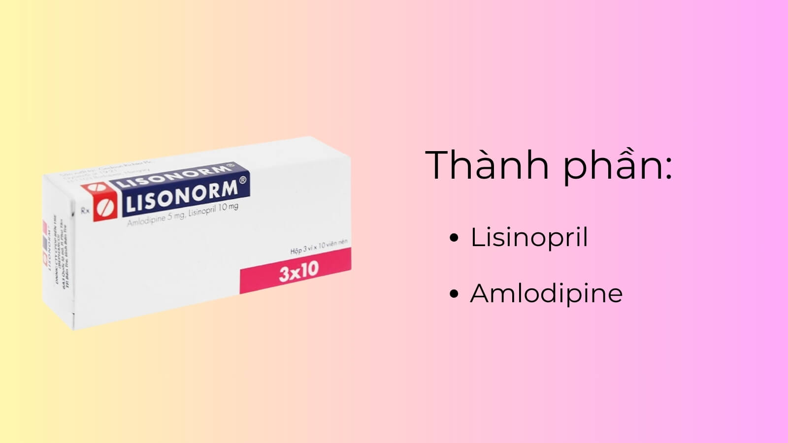 Th&agrave;nh phần c&oacute; trong thuốc Lisonorm