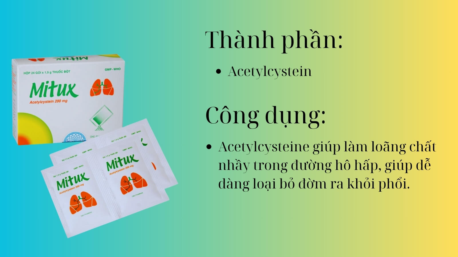 Th&agrave;nh phần v&agrave; c&ocirc;ng dụng của Mitux