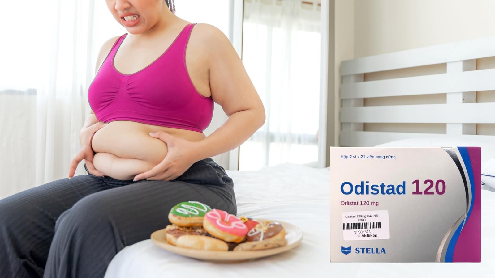 Thuốc Odistad 120mg chứa Orlistat gi&uacute;p ngừa tăng c&acirc;n