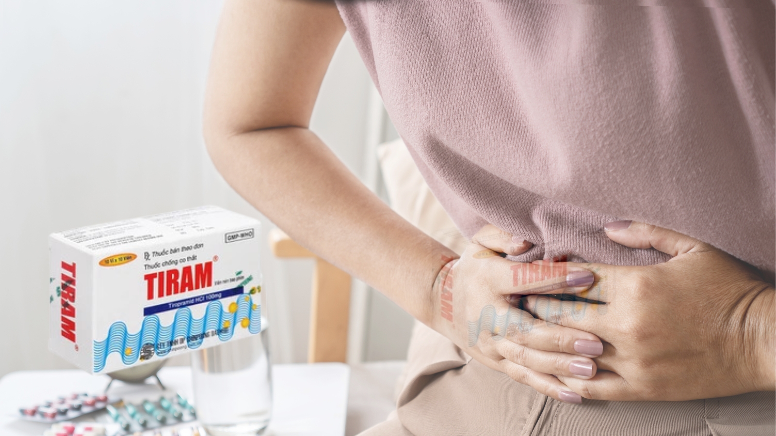 Tiropramide c&oacute; trong thuốc Tiram gi&uacute;p chống co thắt v&agrave; giảm đau hiệu quả