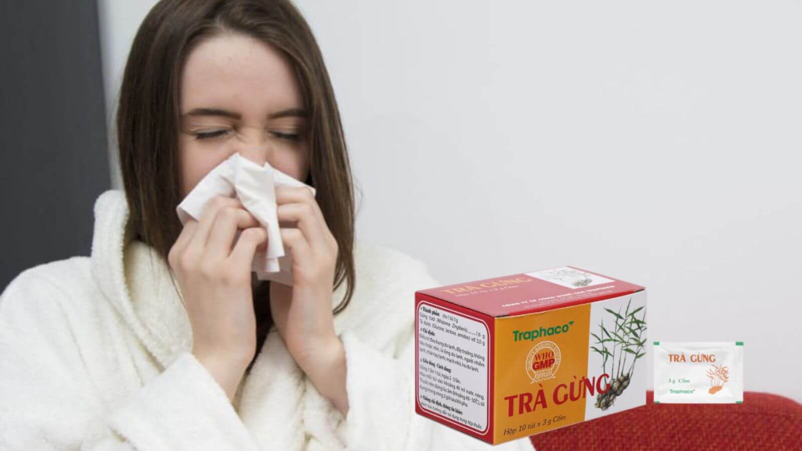 Tr&agrave; gừng Traphaco sử dụng cho người cảm lạnh, sốt