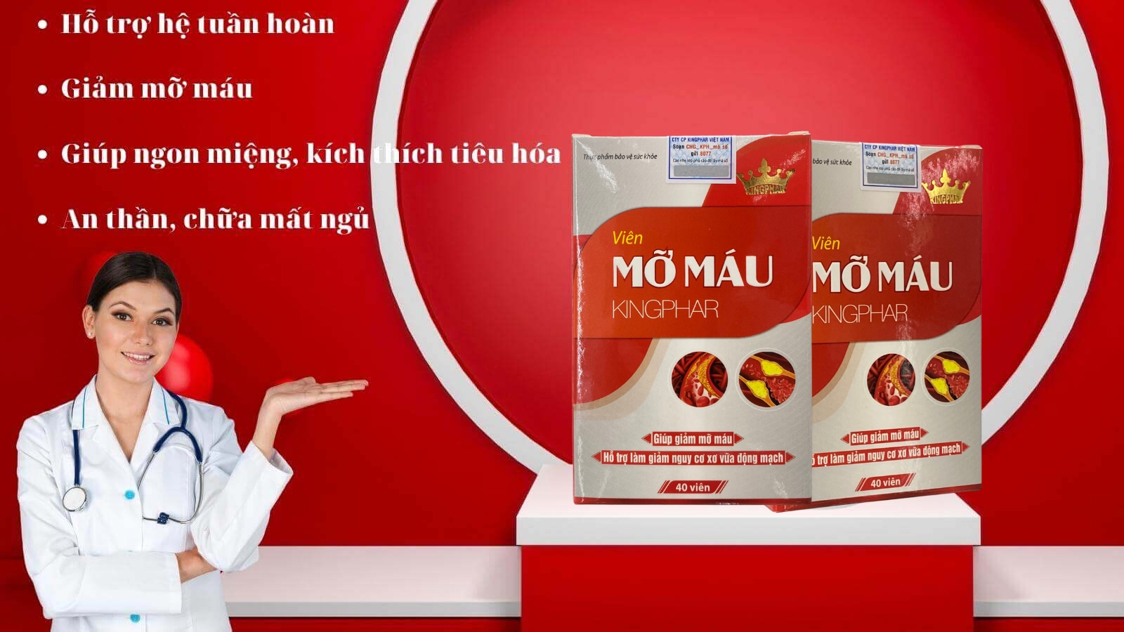 Vi&ecirc;n mỡ m&aacute;u Kingphar d&agrave;nh cho người bị mỡ trong m&aacute;u cao