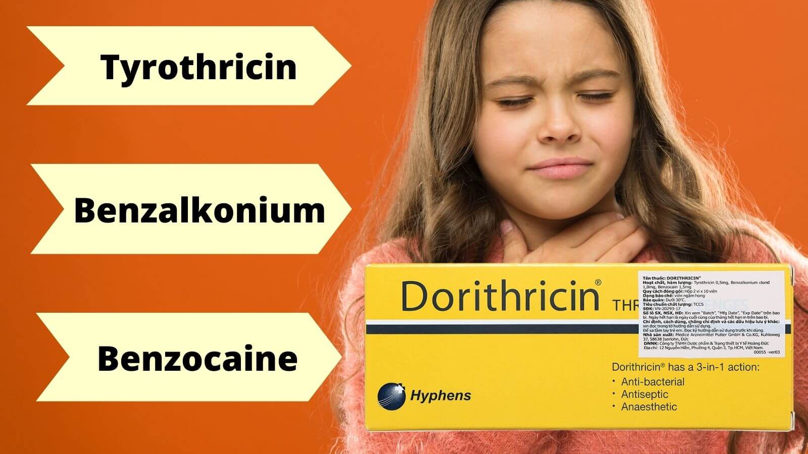 Th&agrave;nh phần trong 1 vi&ecirc;n ngậm Dorithricin