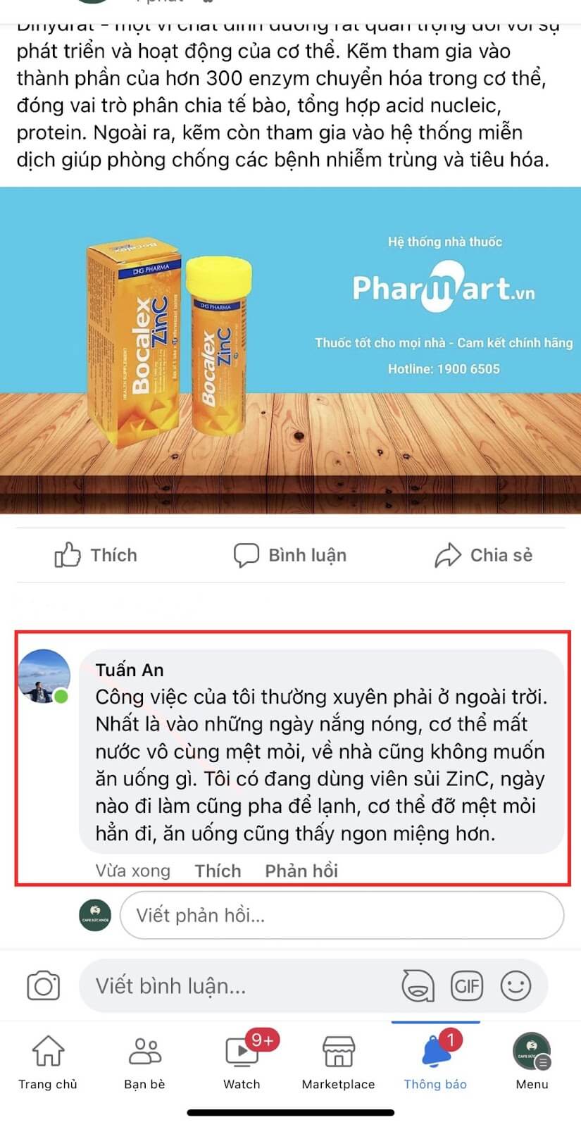 Phản hồi về vi&ecirc;n sủi Bocalex ZinC