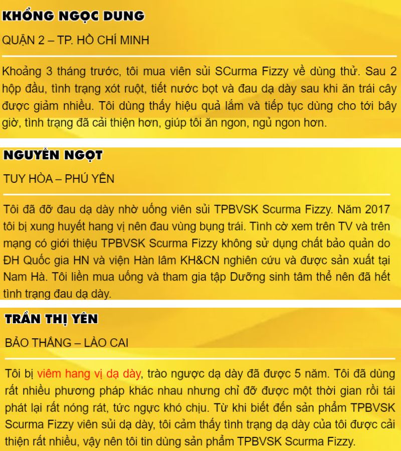 Ghi nhận đ&aacute;nh gi&aacute; từ kh&aacute;ch h&agrave;ng về sản phẩm vi&ecirc;n sủi nano curcumin