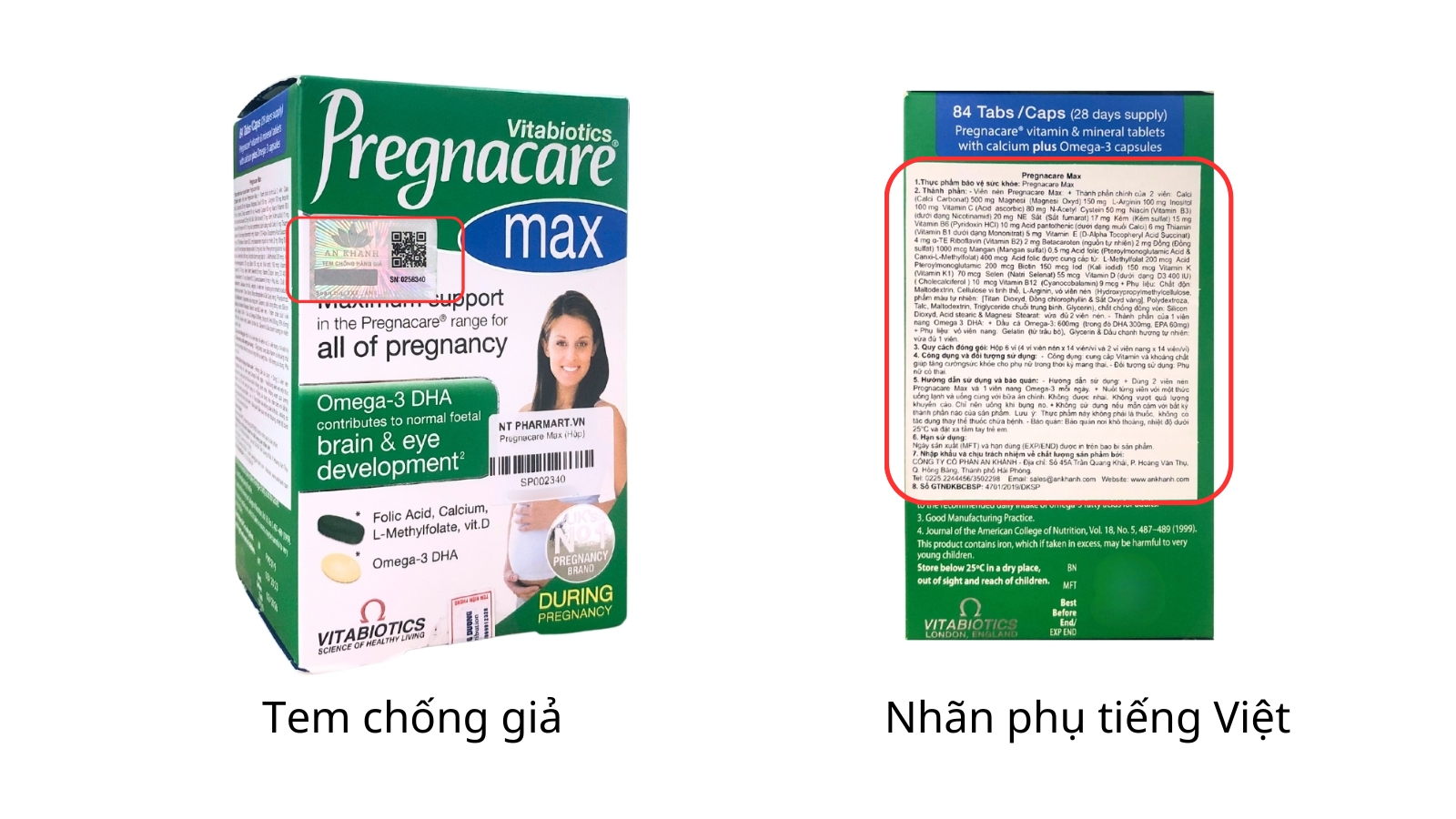 Tem nh&atilde;n phụ của Pregnacare Max