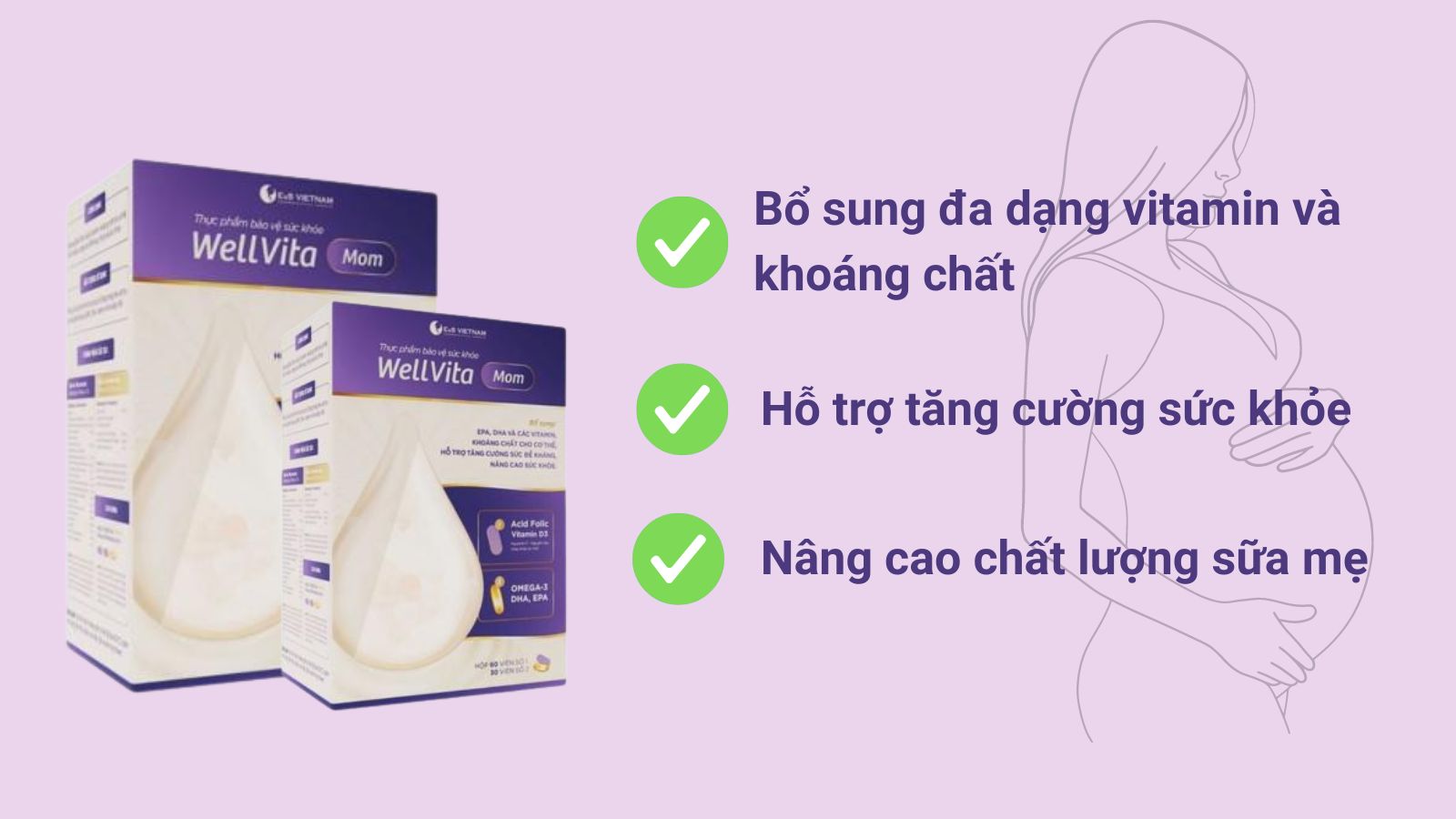 Viên uống WellVita Mom cung cấp dinh dưỡng cho mẹ, nâng cao chất lượng sữa